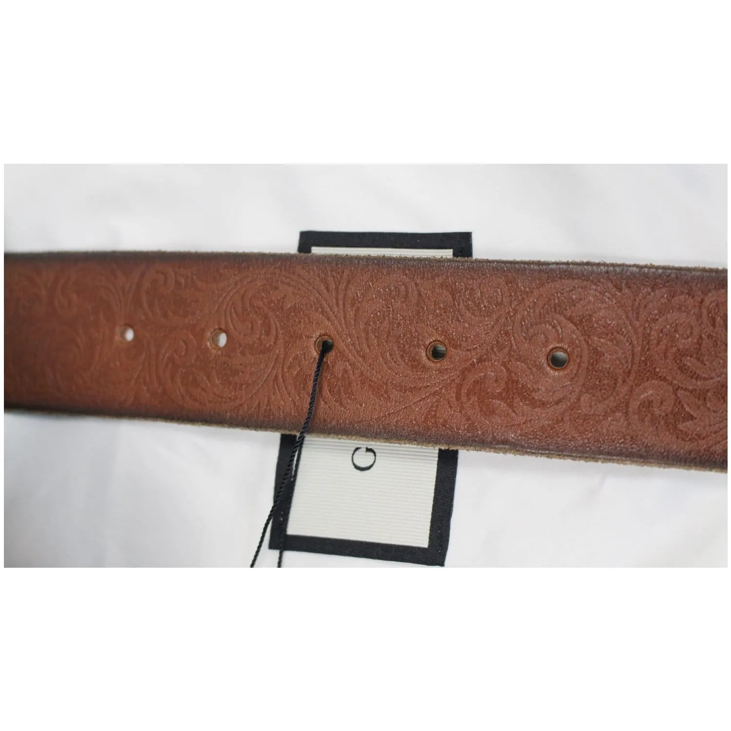 GUCCI Feline Buckle Calfskin Leather Belt Brown Size 75.30 - Last Call