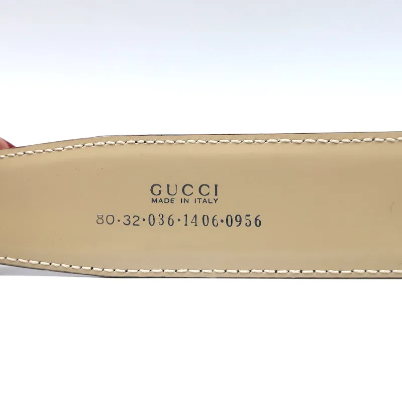 Gucci G Buckle Reversible Belt Dark Brown & Beige Patent Leather Size 80 US 32