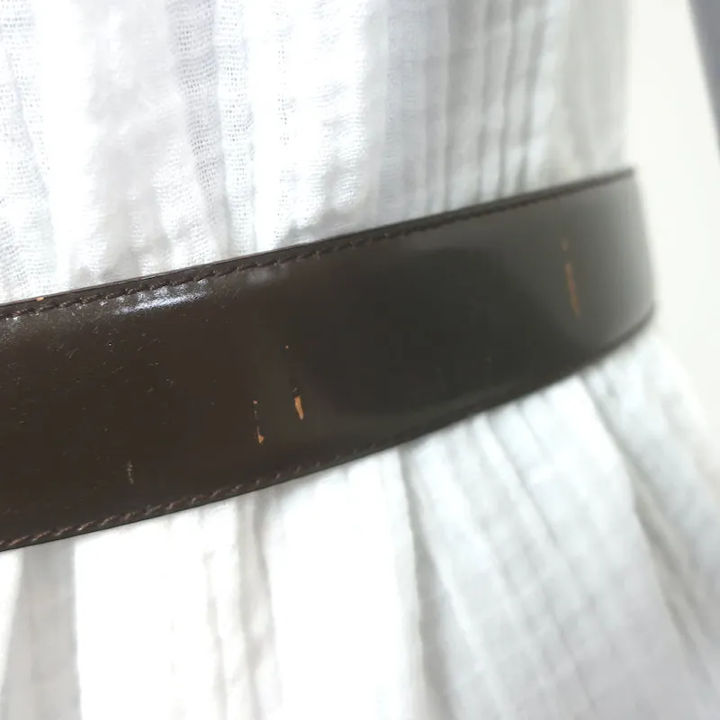 Gucci G Buckle Reversible Belt Dark Brown & Beige Patent Leather Size 80 US 32