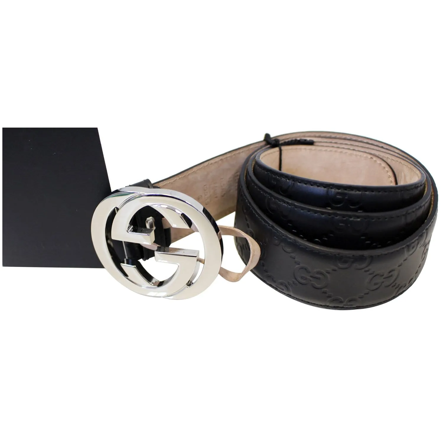 GUCCI Interlocking G Signature Leather Belt 411924