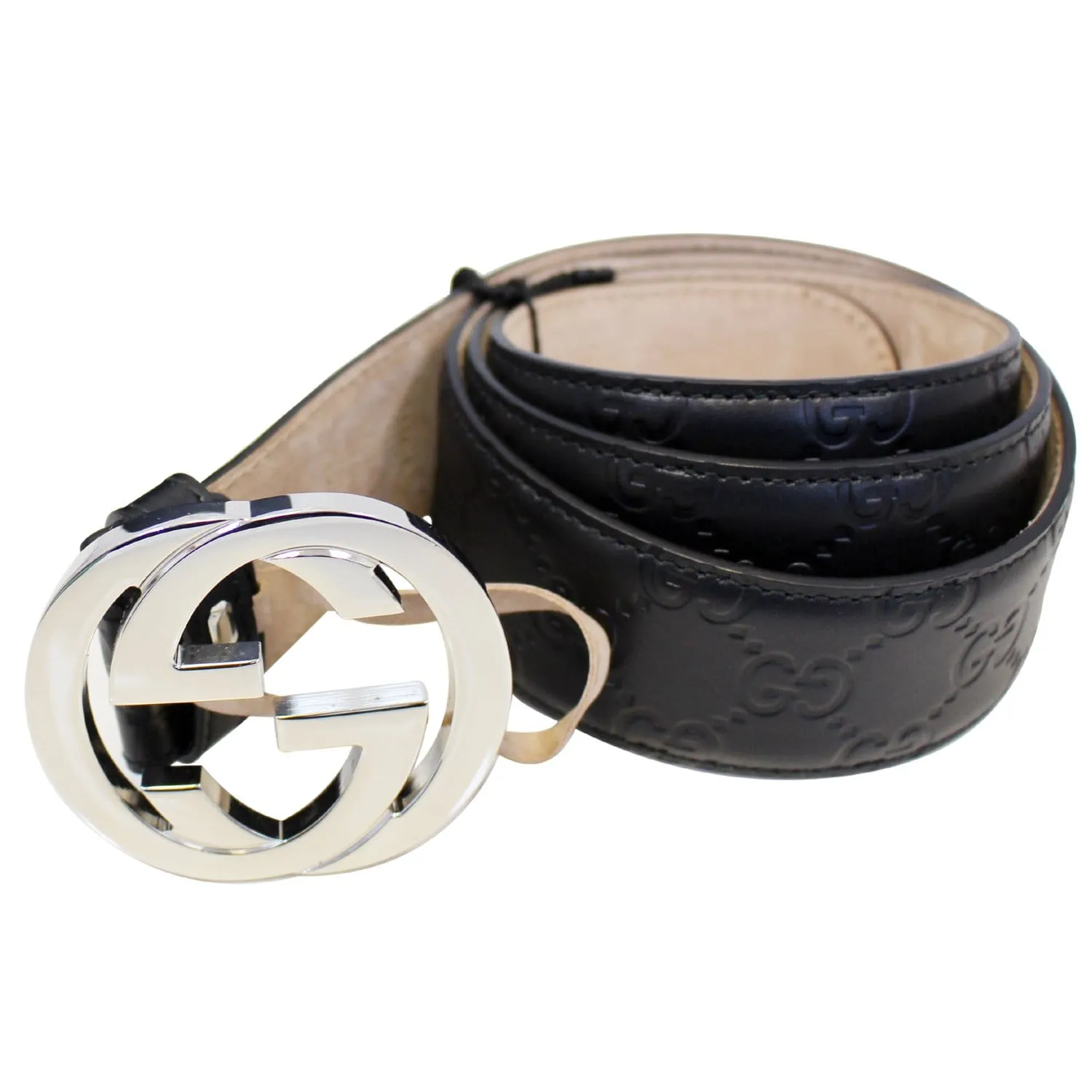 GUCCI Interlocking G Signature Leather Belt 411924