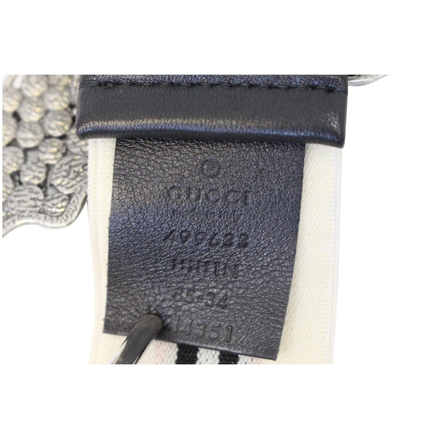 GUCCI Stripe Belt with Butterfly Buckle 499633