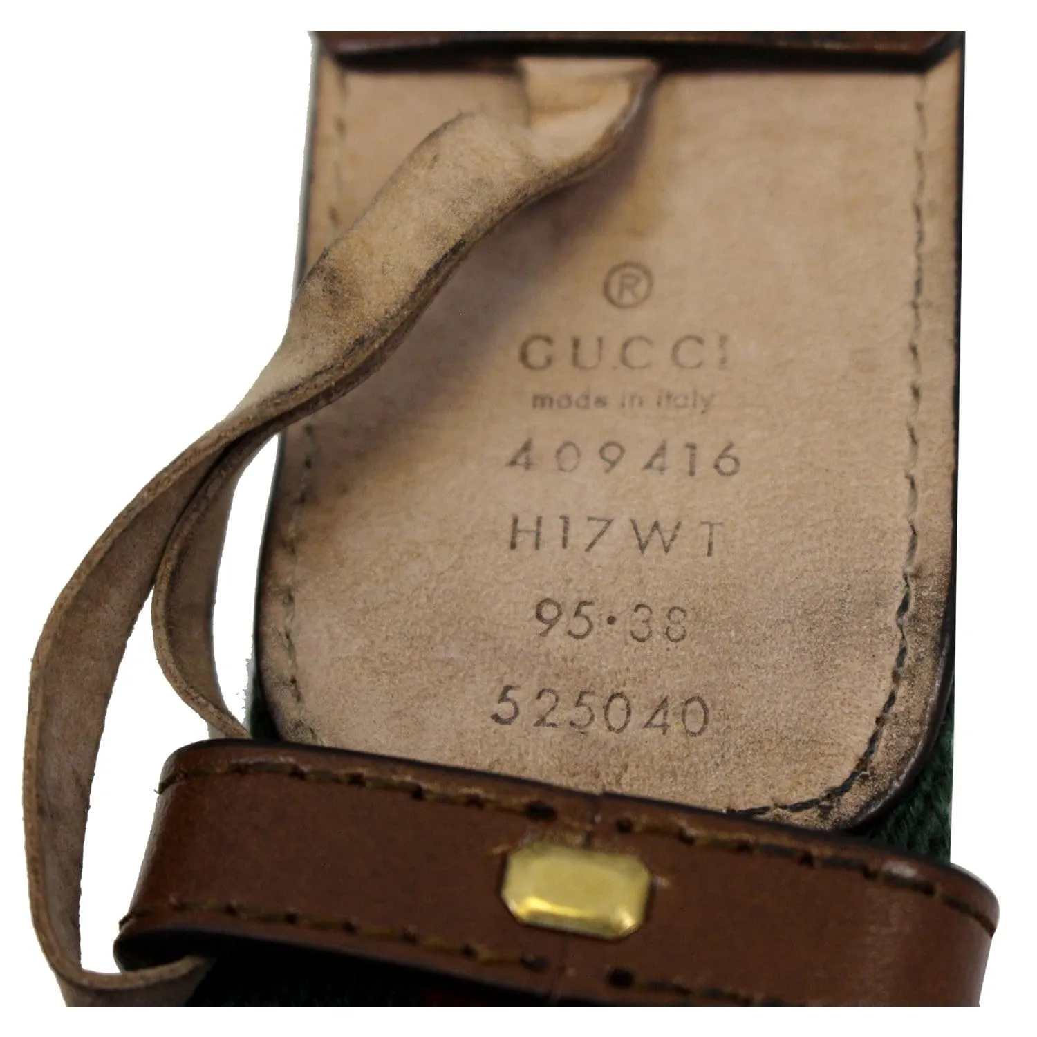 GUCCI Web Nylon Double G Buckle Belt Size 45 Red/Green
