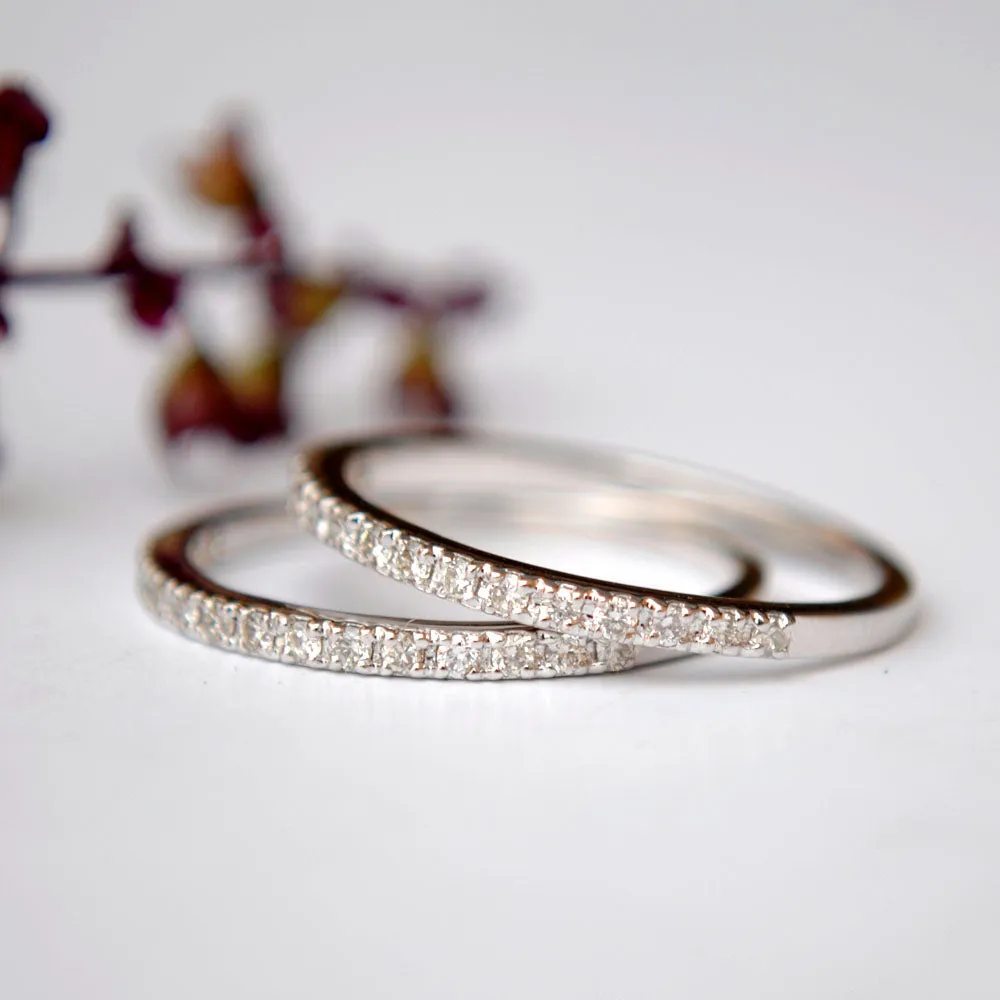 Half Eternity Dainty Diamond Band with Micro Pave