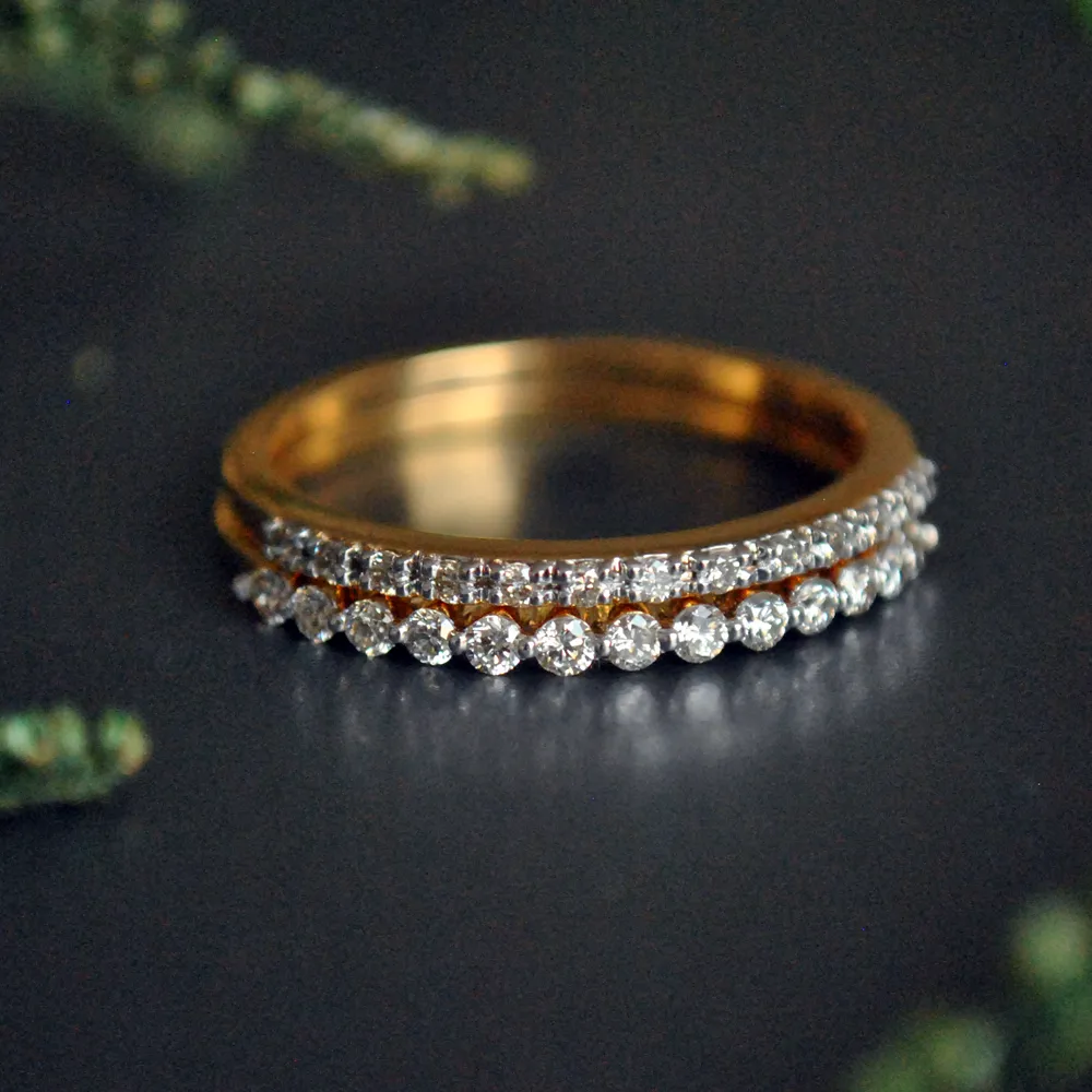 Half Eternity Dainty Diamond Band with Micro Pave