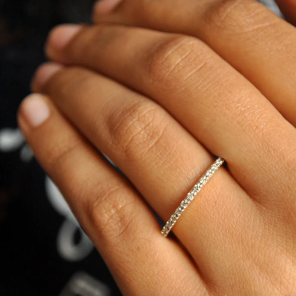 Half Eternity Dainty Diamond Band with Micro Pave
