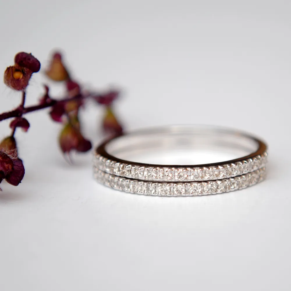 Half Eternity Dainty Diamond Band with Micro Pave