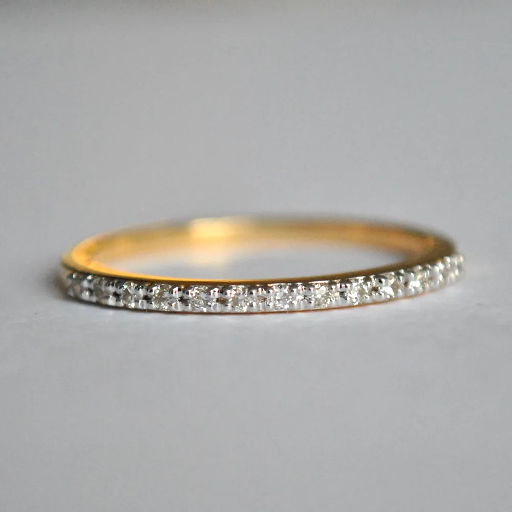 Half Eternity Dainty Diamond Band with Micro Pave