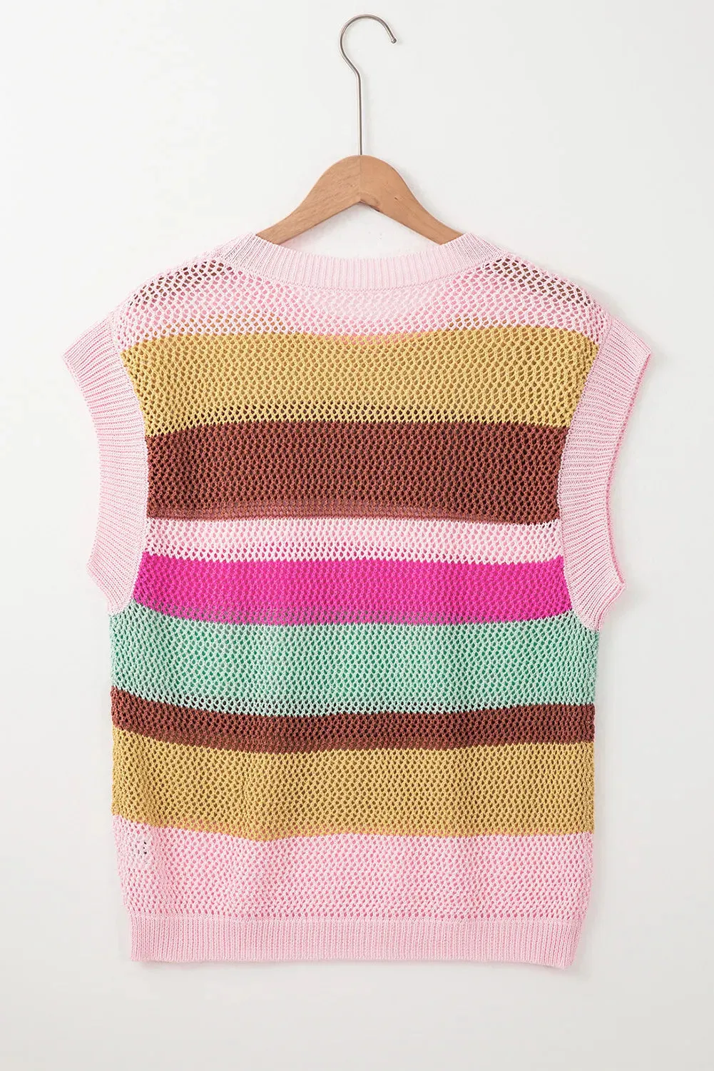 Hazel Blues® |  Color Block Round Neck Cap Sleeve Knit Top
