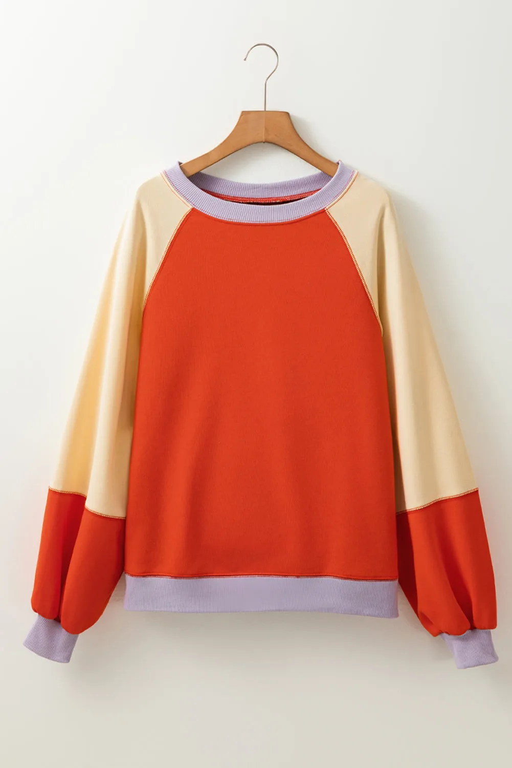 Hazel Blues® |  Color Block Round Neck Long Sleeve Sweatshirt