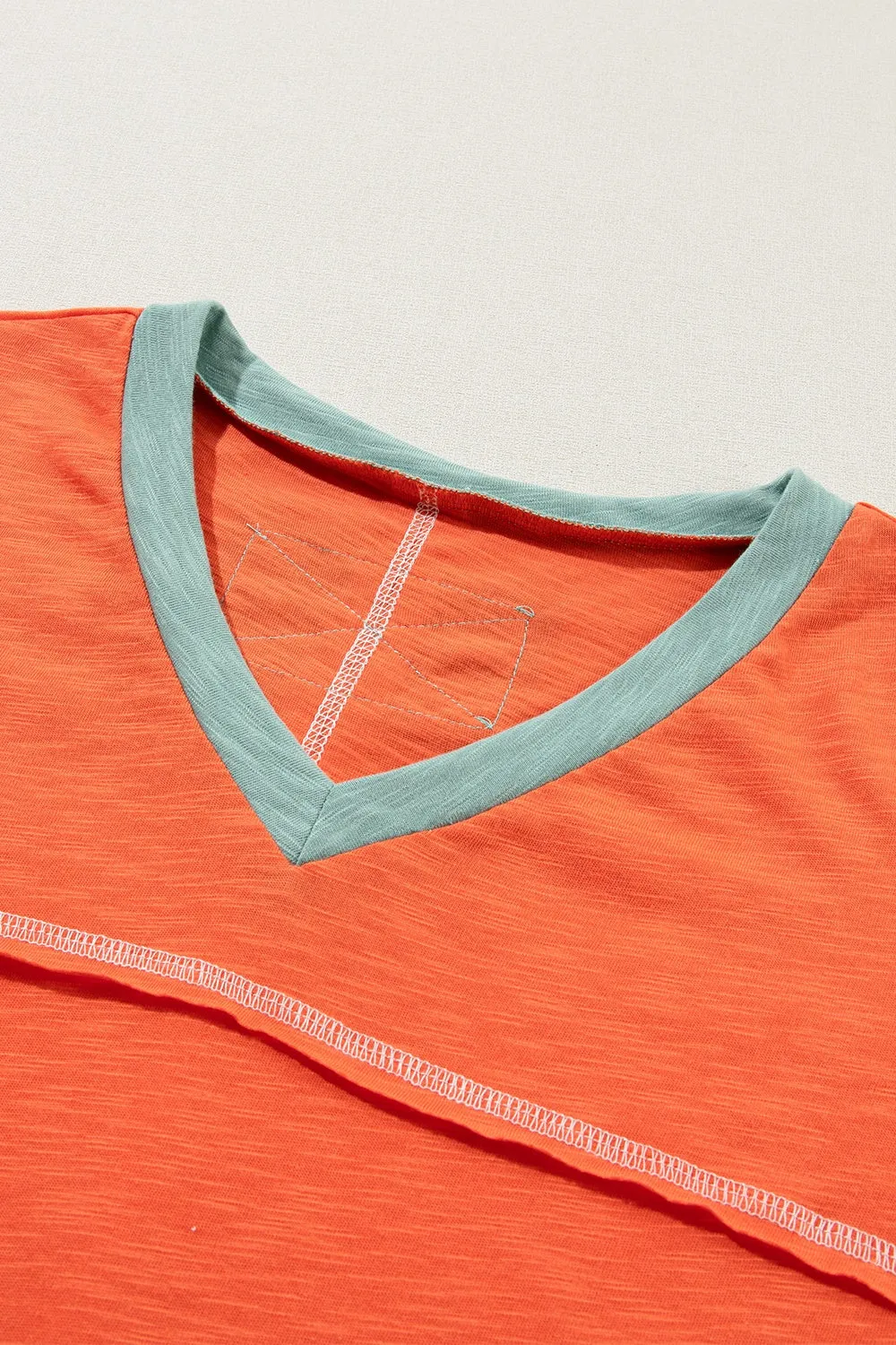 Hazel Blues® |  Color Block V-Neck Short Sleeve T-Shirt
