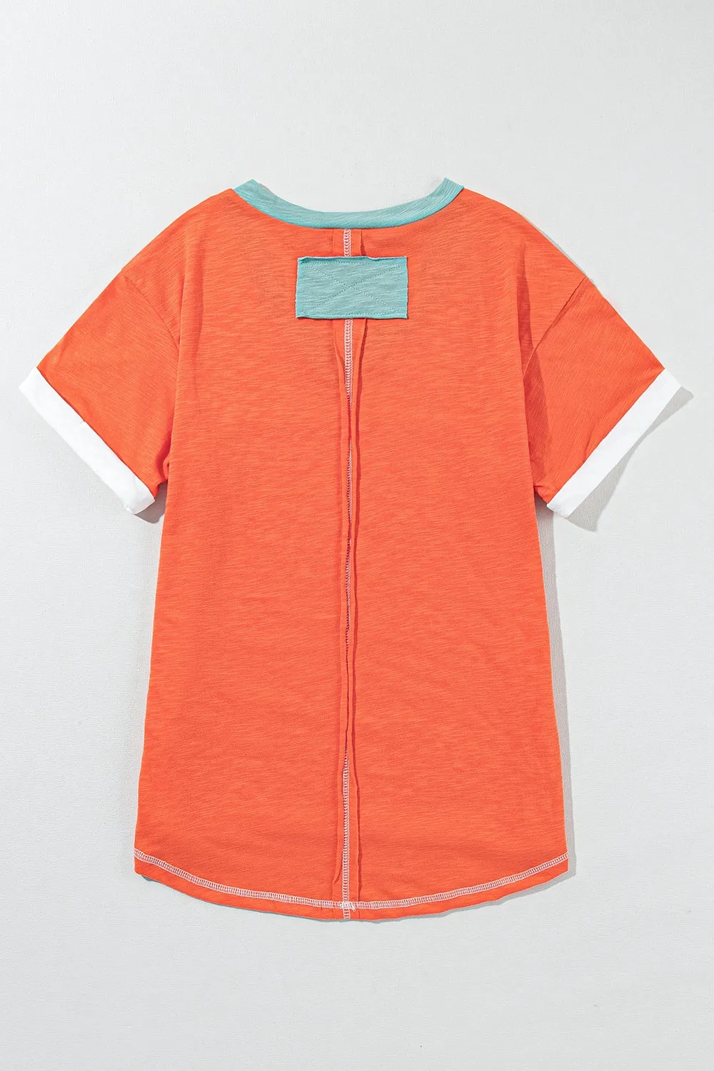 Hazel Blues® |  Color Block V-Neck Short Sleeve T-Shirt