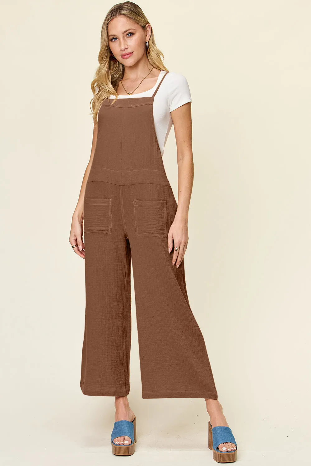 Hazel Blues® |  Double Take Texture Sleeveless Wide Leg Overall