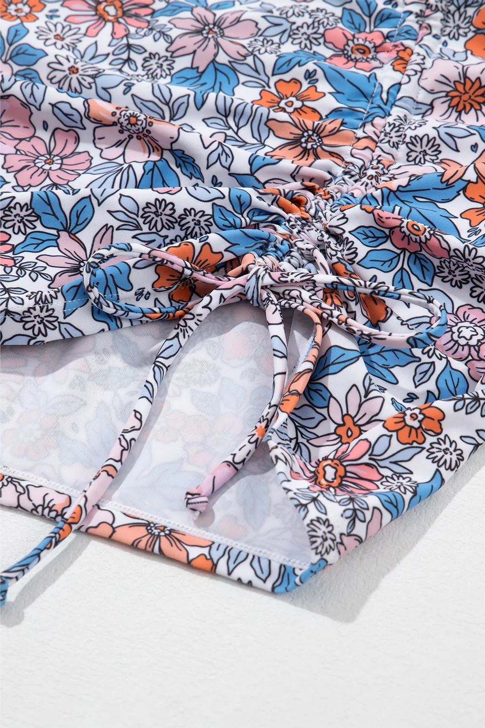 Hazel Blues® |  Drawstring Printed Wide Strap Swim Dress