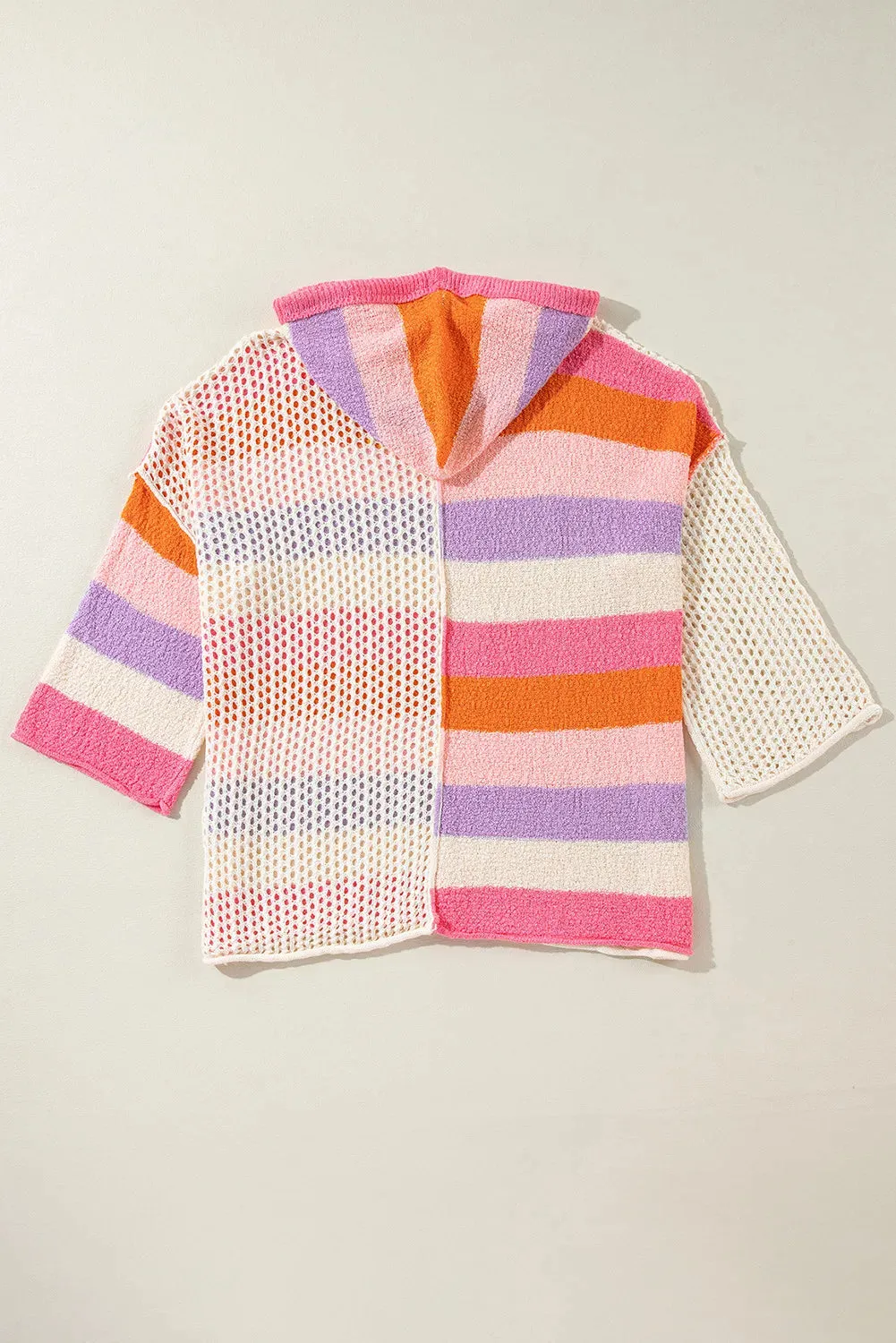 Hazel Blues® |  Openwork Color Block Hooded Sweater