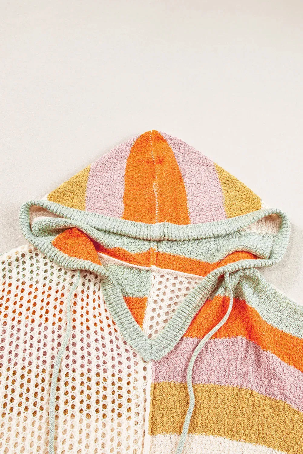 Hazel Blues® |  Openwork Color Block Hooded Sweater