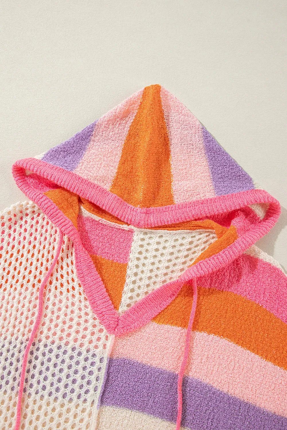 Hazel Blues® |  Openwork Color Block Hooded Sweater