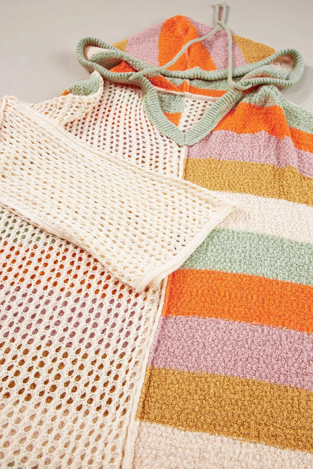 Hazel Blues® |  Openwork Color Block Hooded Sweater