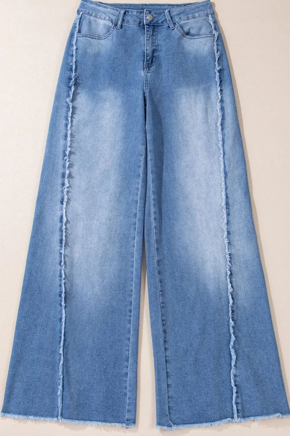 Hazel Blues® |  Raw Hem Wide Leg Jeans