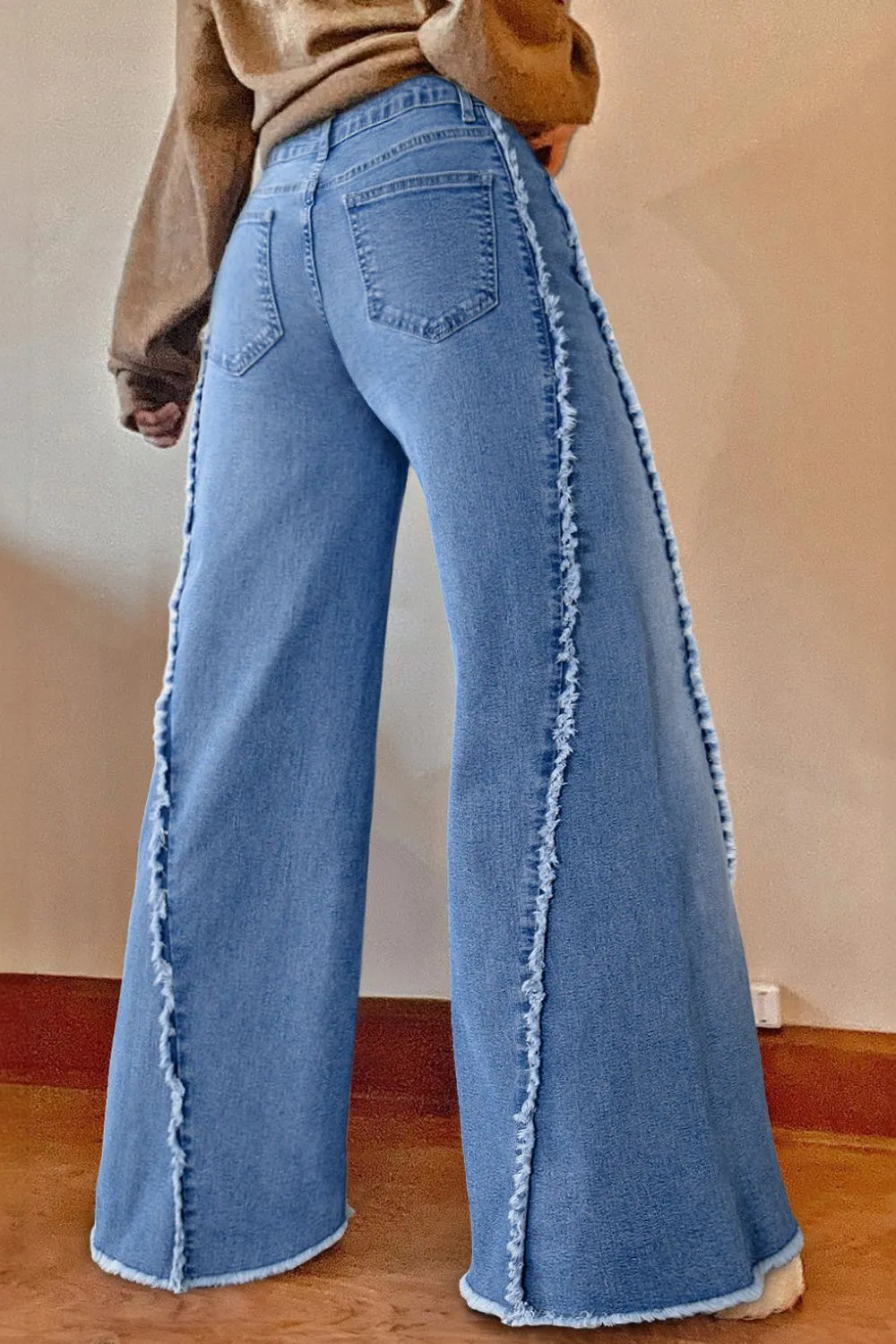 Hazel Blues® |  Raw Hem Wide Leg Jeans
