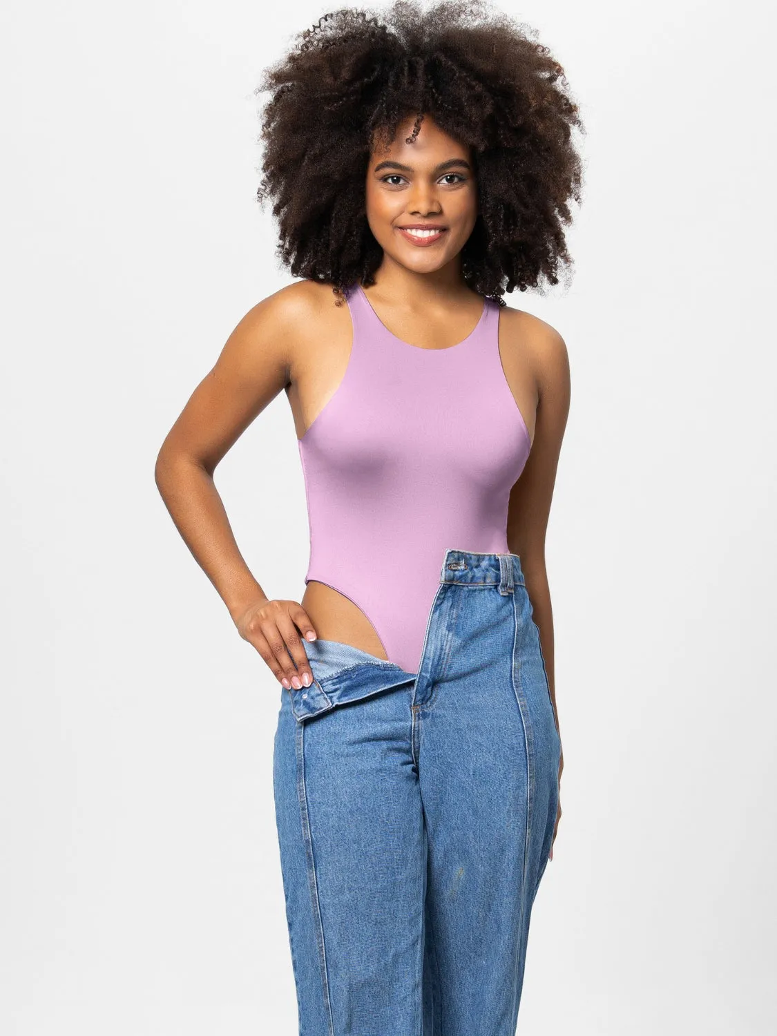 Hazel Blues® |  Round Neck Wide Strap Bodysuit