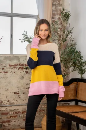 Hazel Blues® |  Sew In Love Color Block Exposed Seam Sweater
