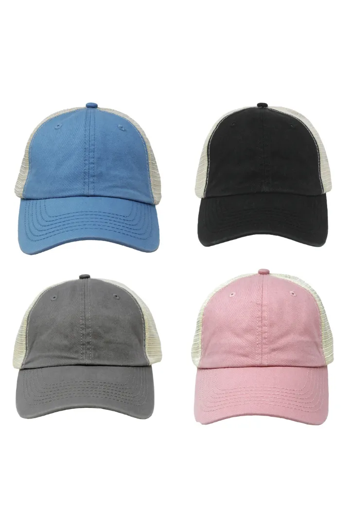 HCAPMT307 -  Solid Mesh Back Ponyflo Cap