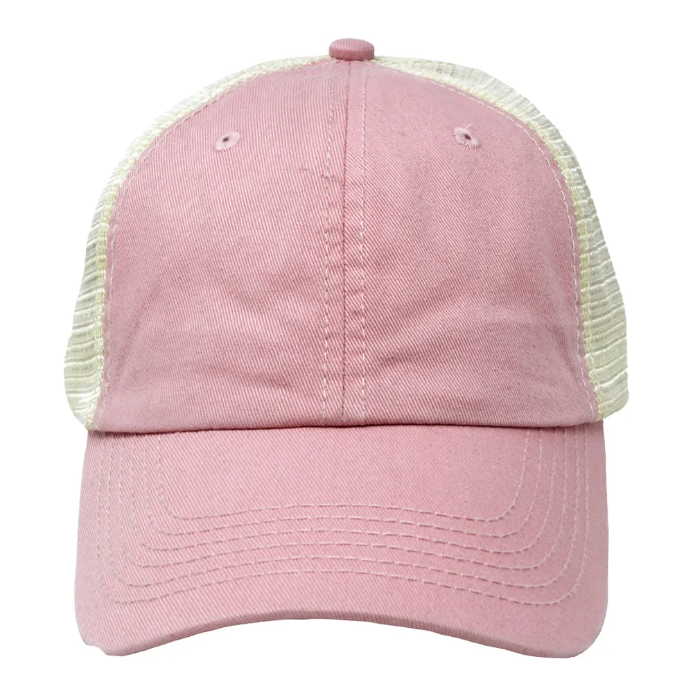 HCAPMT307 -  Solid Mesh Back Ponyflo Cap