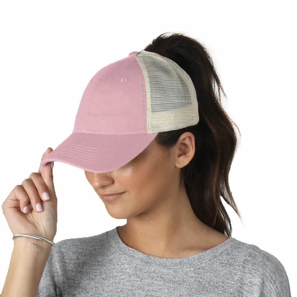 HCAPMT307 -  Solid Mesh Back Ponyflo Cap