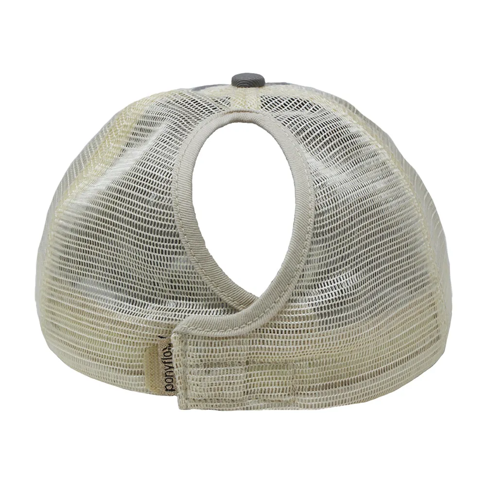 HCAPMT307 -  Solid Mesh Back Ponyflo Cap