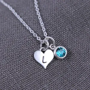 Heart Birthstone Necklace, New Mom Gift Jewelry