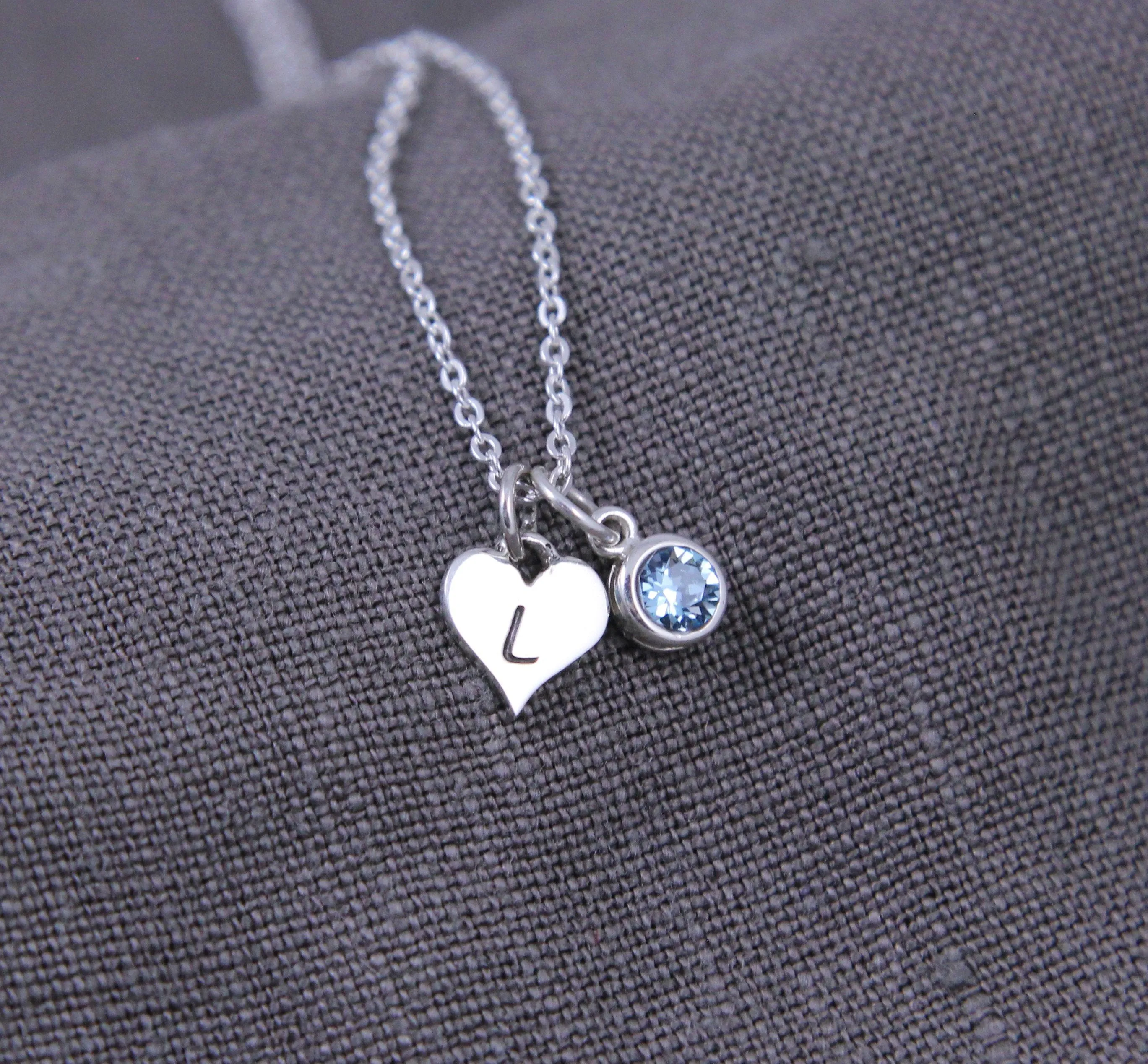 Heart Birthstone Necklace, New Mom Gift Jewelry
