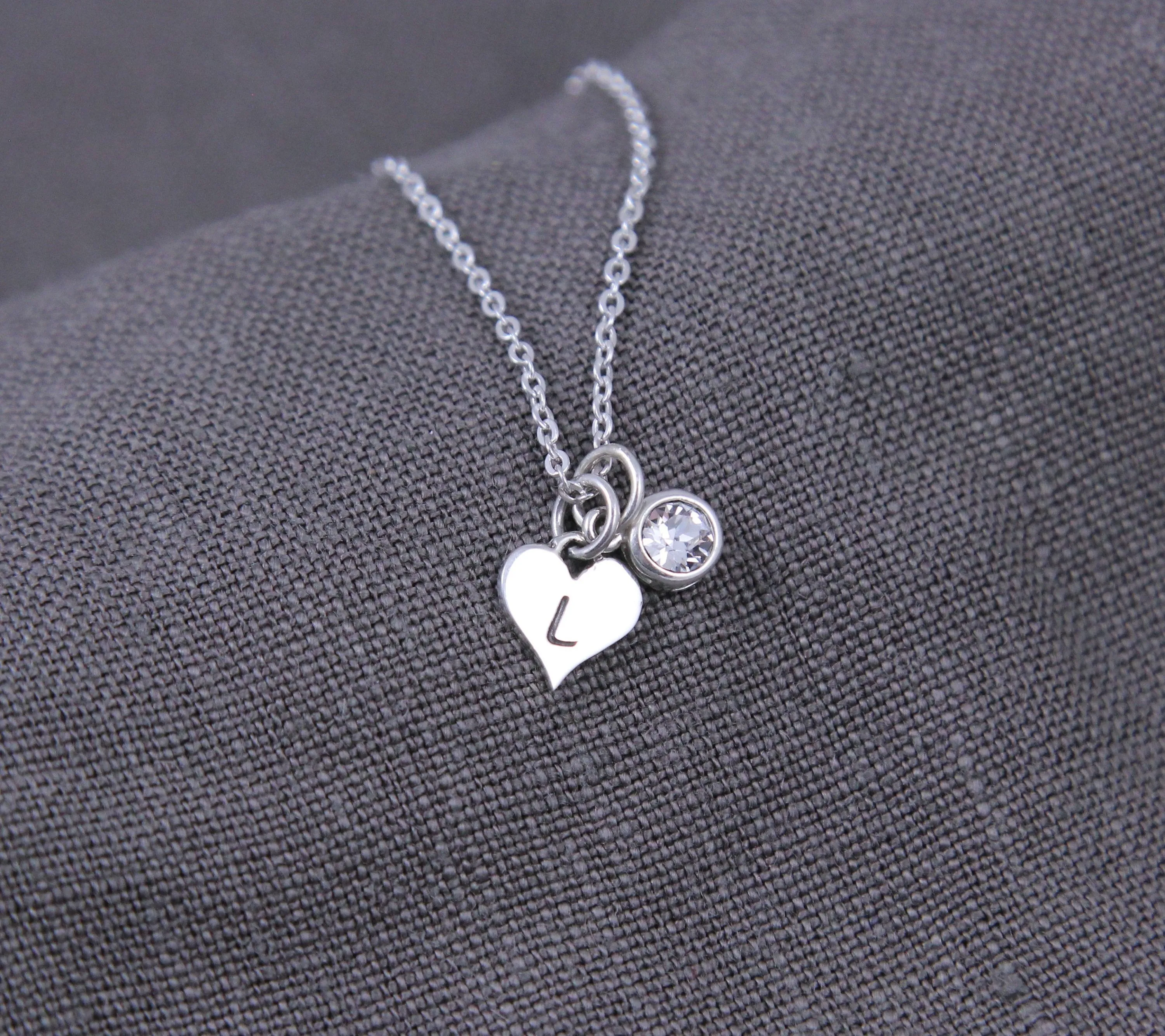 Heart Birthstone Necklace, New Mom Gift Jewelry