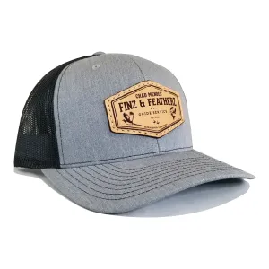 Heather Grey/ Black Leather Icon Hat