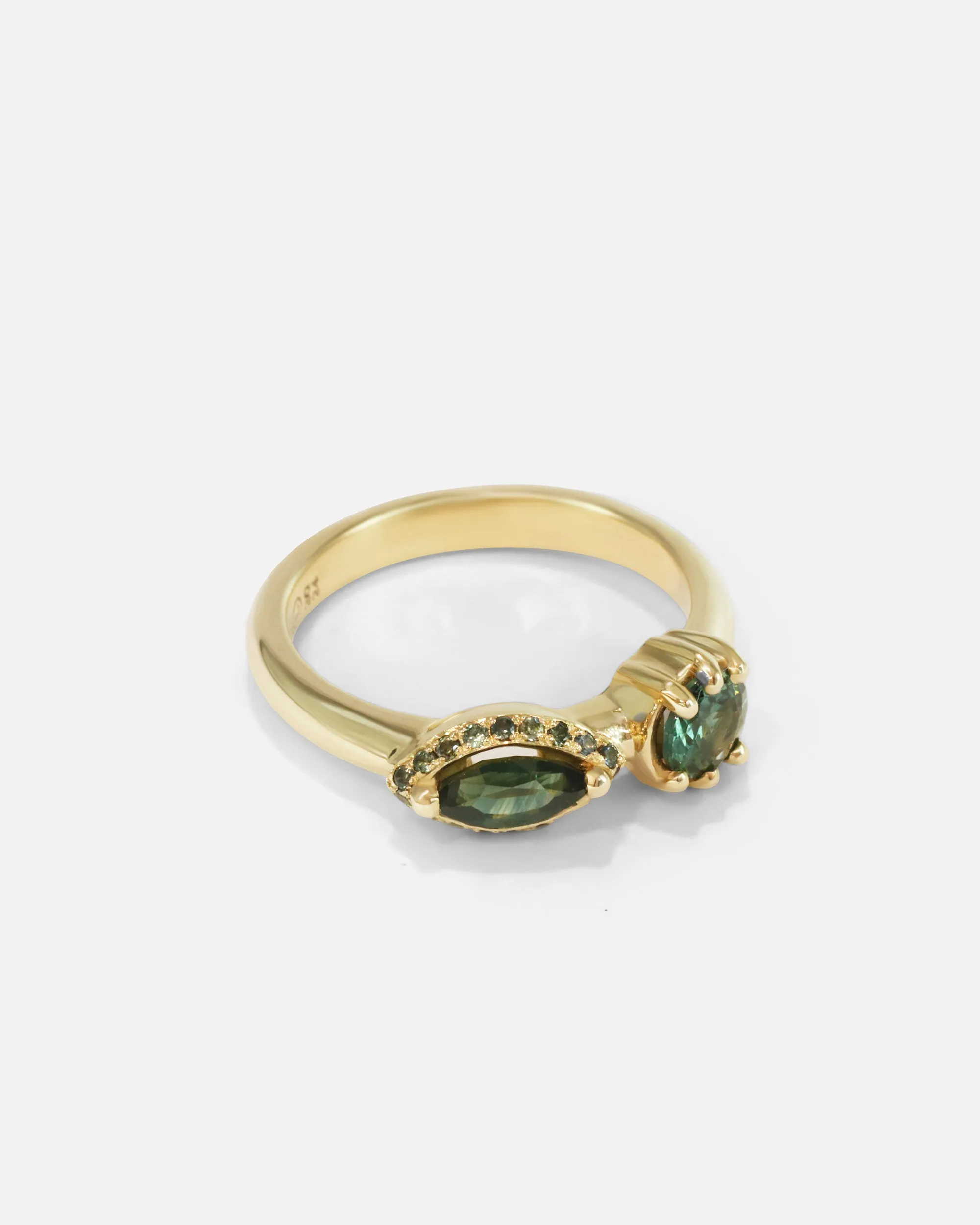 Helix Nebula Teal Sapphire Ring