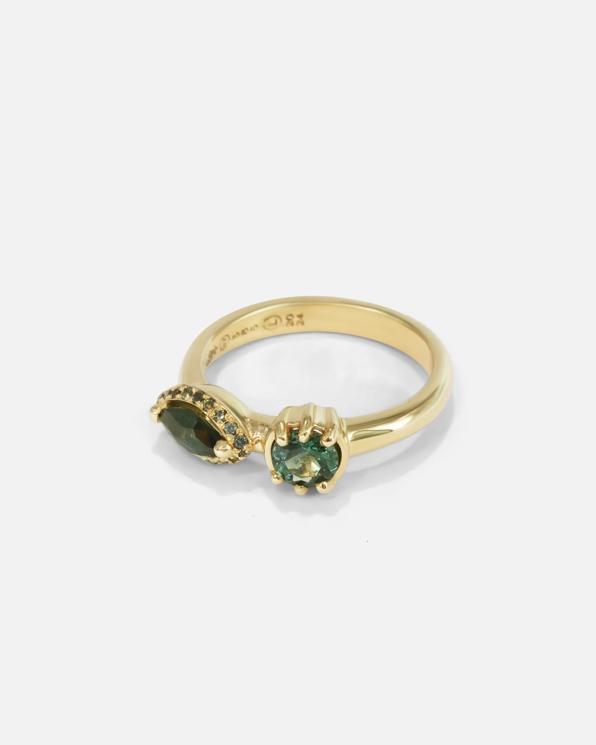 Helix Nebula Teal Sapphire Ring