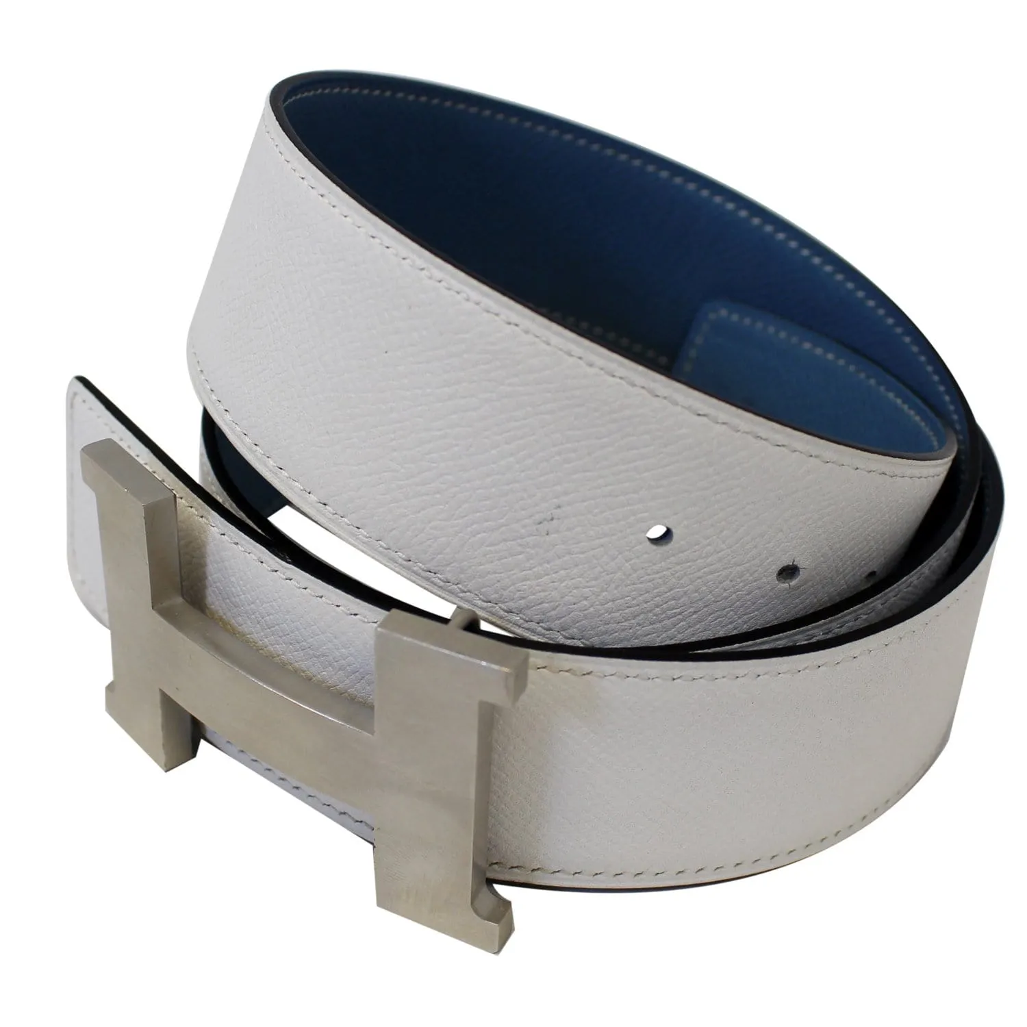 HERMES Buckle H Reversible Blet White Size 42