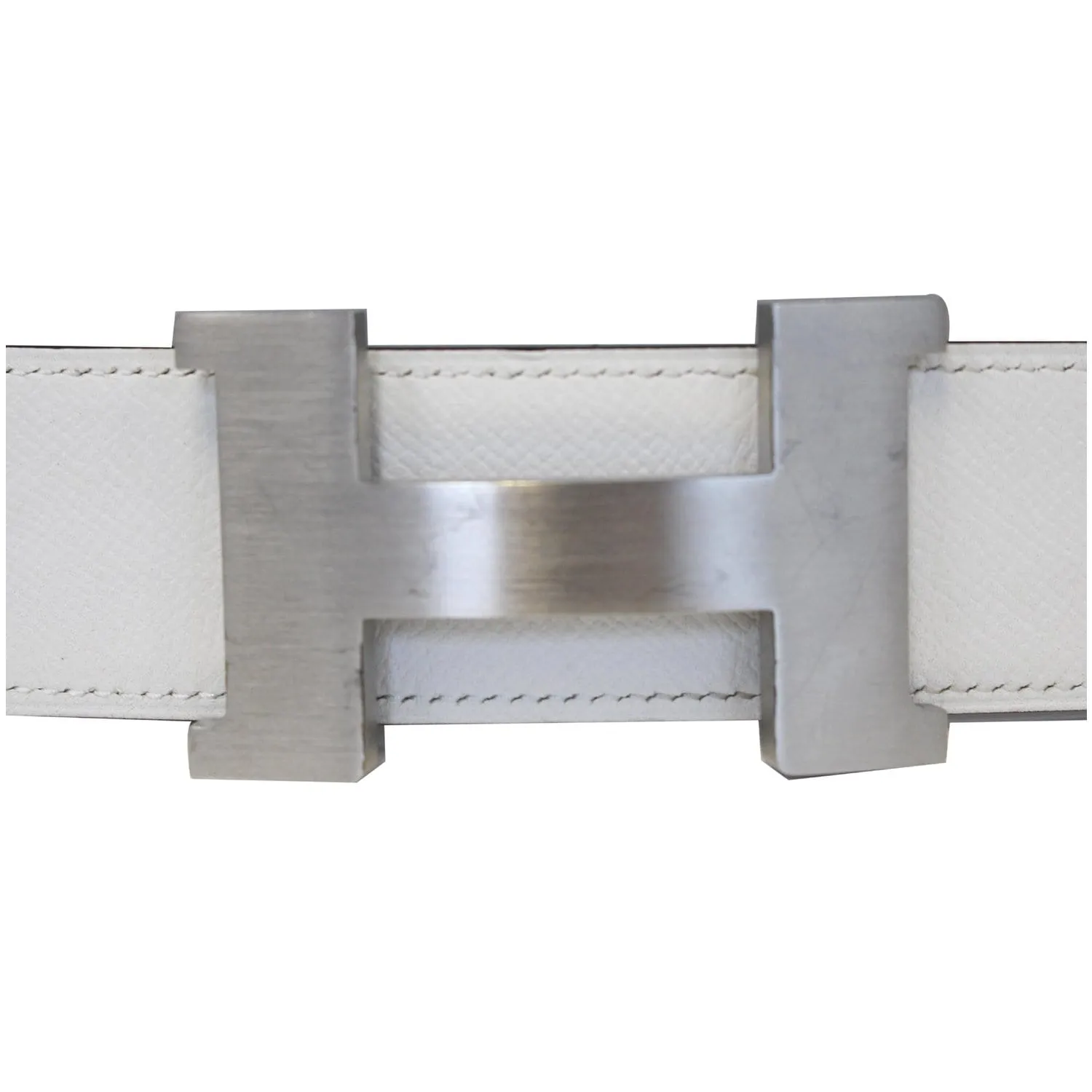 HERMES Buckle H Reversible Blet White Size 42