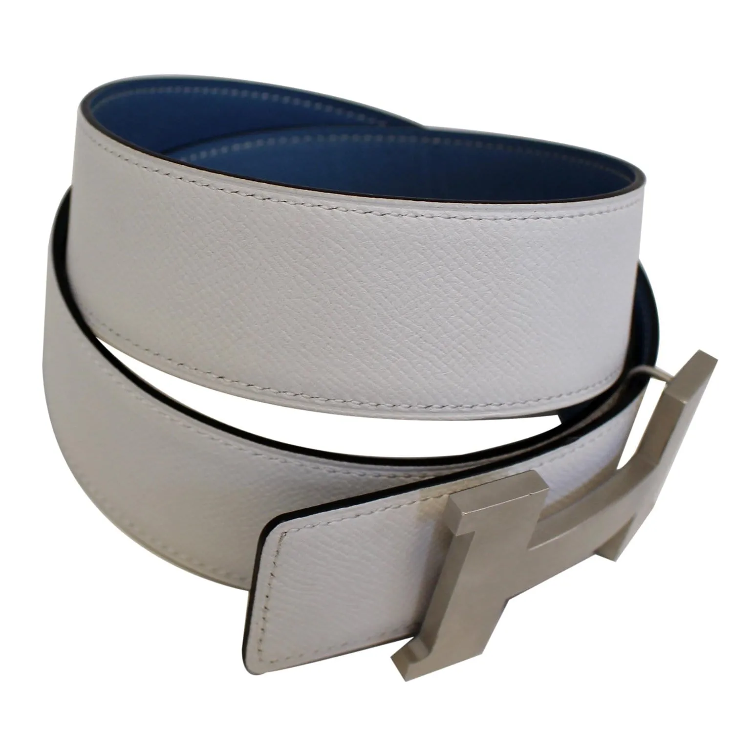 HERMES Buckle H Reversible Blet White Size 42
