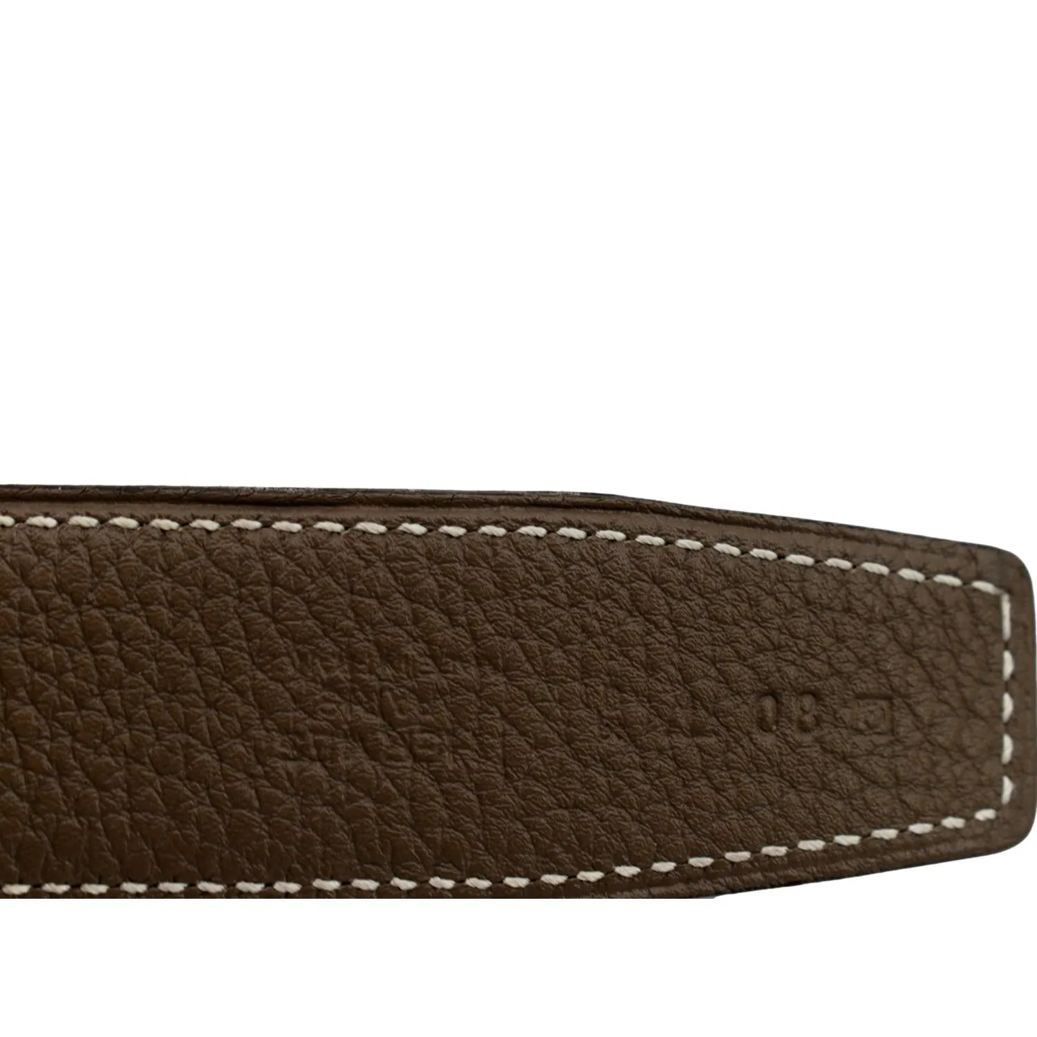 HERMES H d'Ancre Reversible Leather Buckle Belt Beige