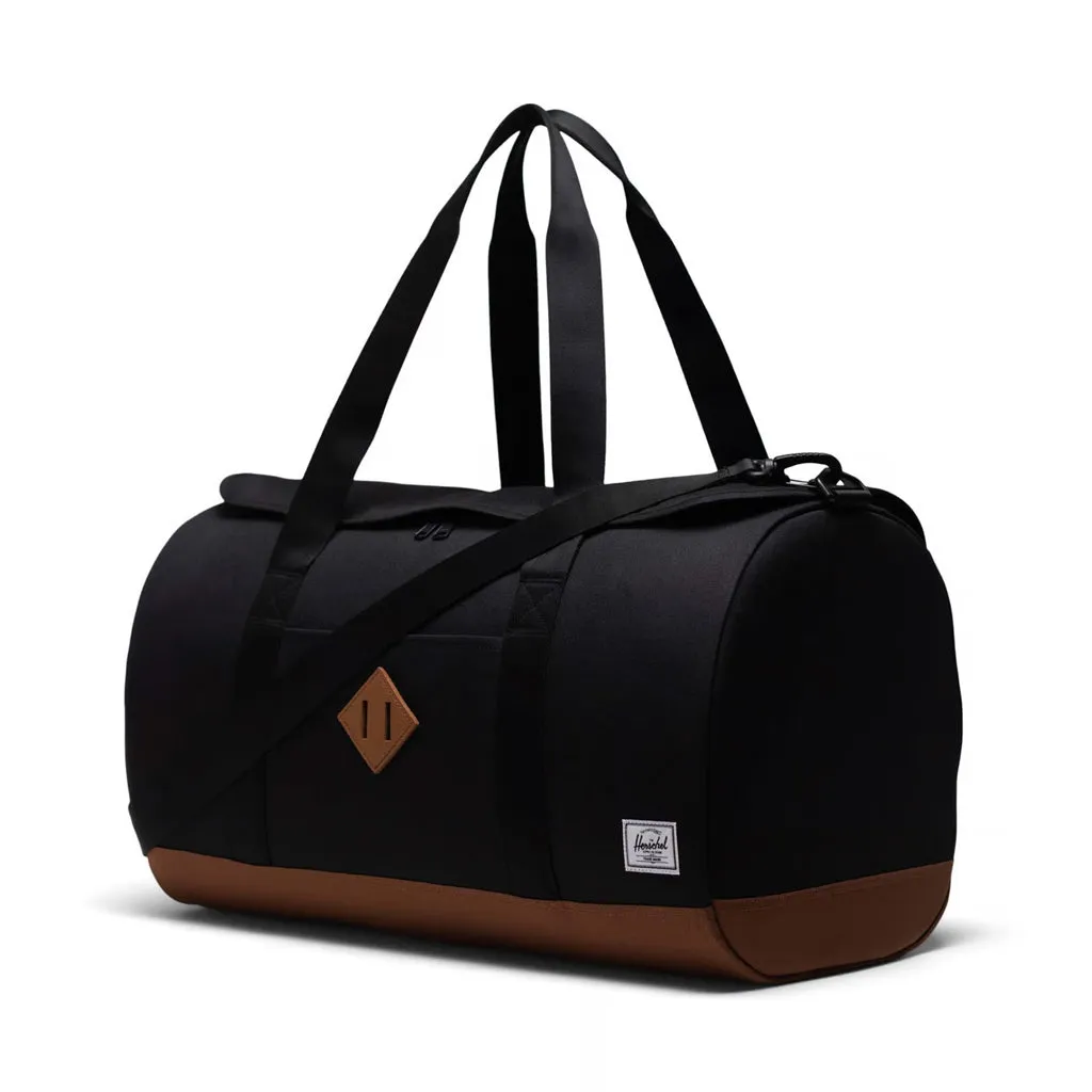 HERSCHEL HERITAGE DUFFLE - BLACK/SADDLE BROWN