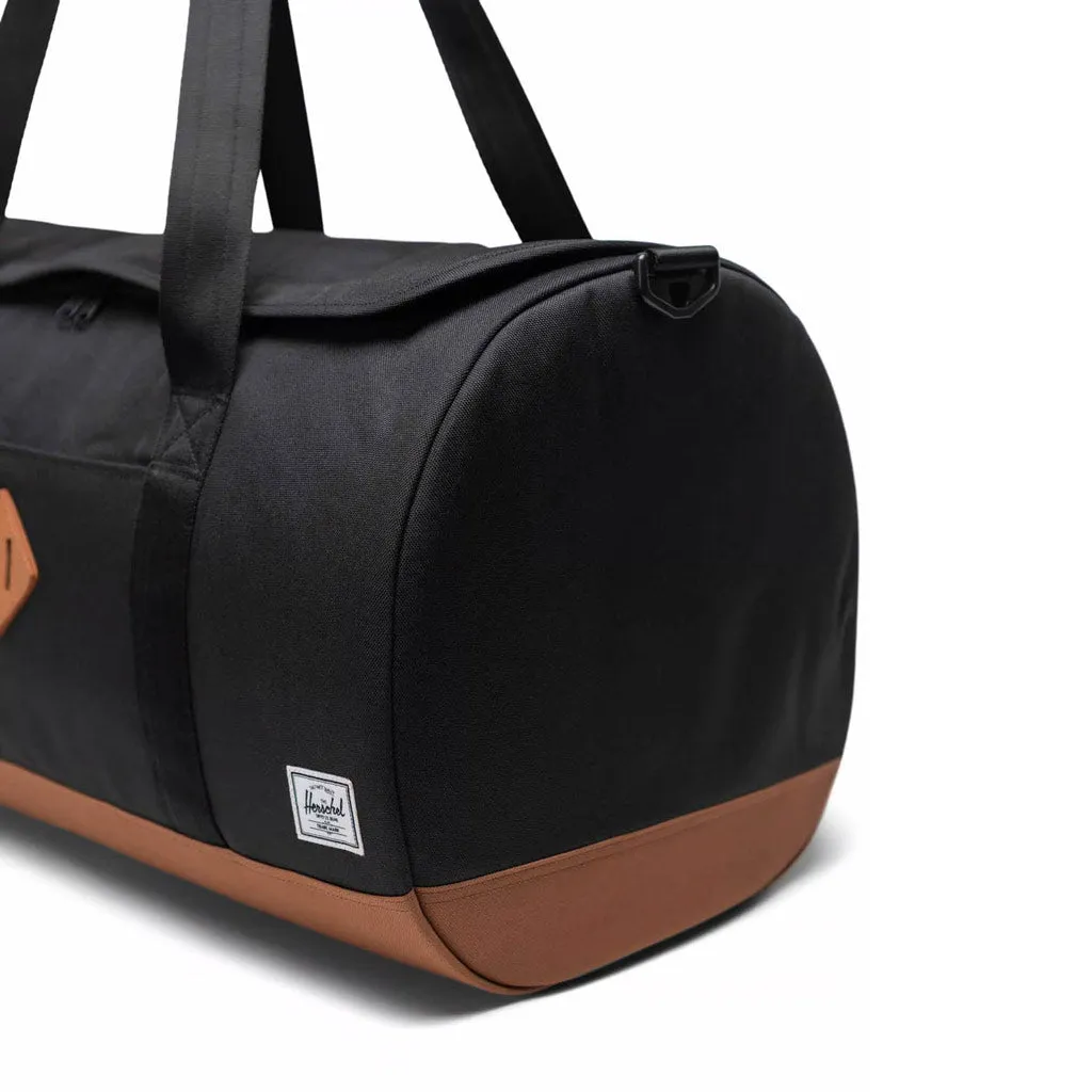 HERSCHEL HERITAGE DUFFLE - BLACK/SADDLE BROWN