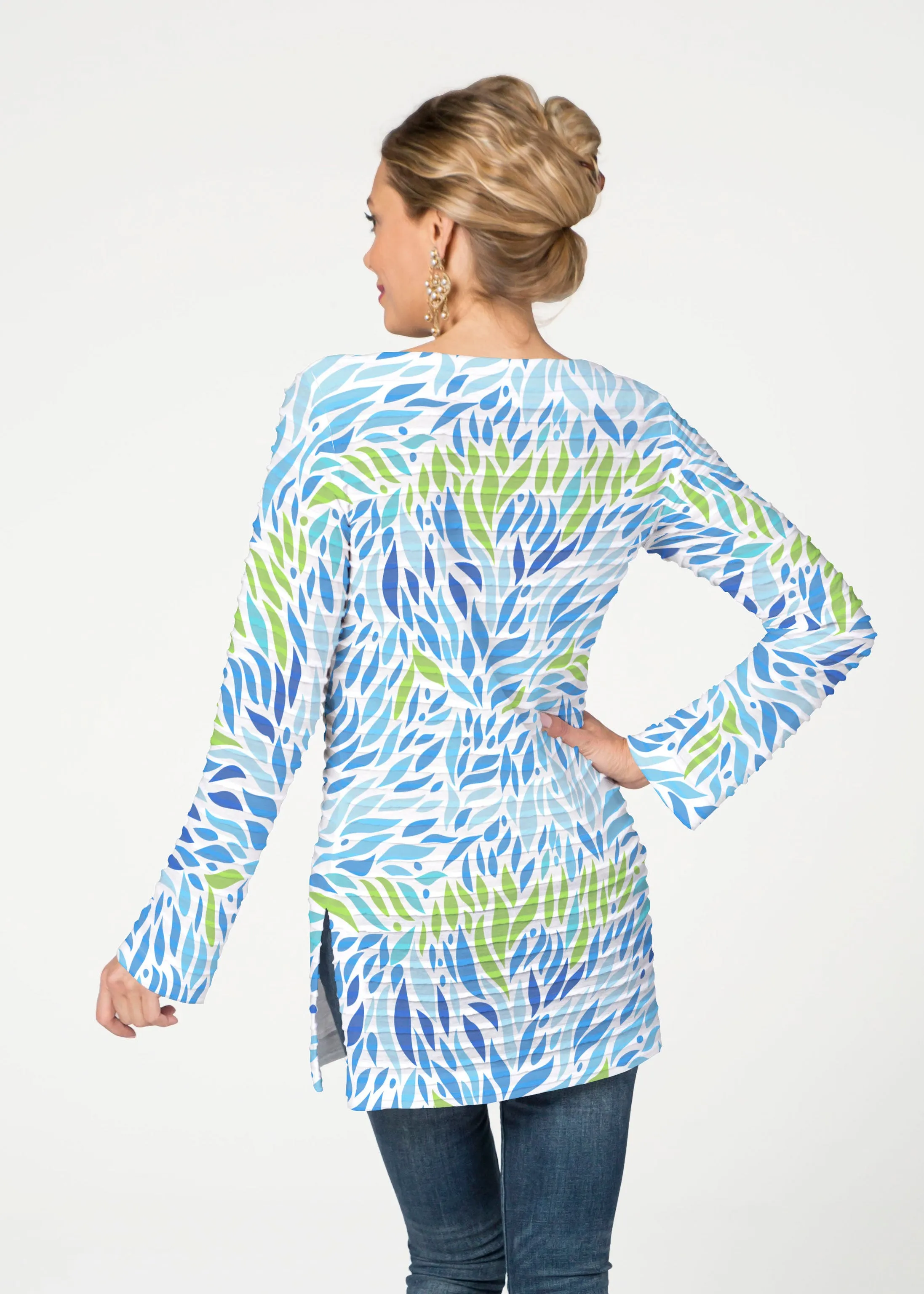 Hotsy Totsy Blue (8143) ~ Banded Boatneck Tunic