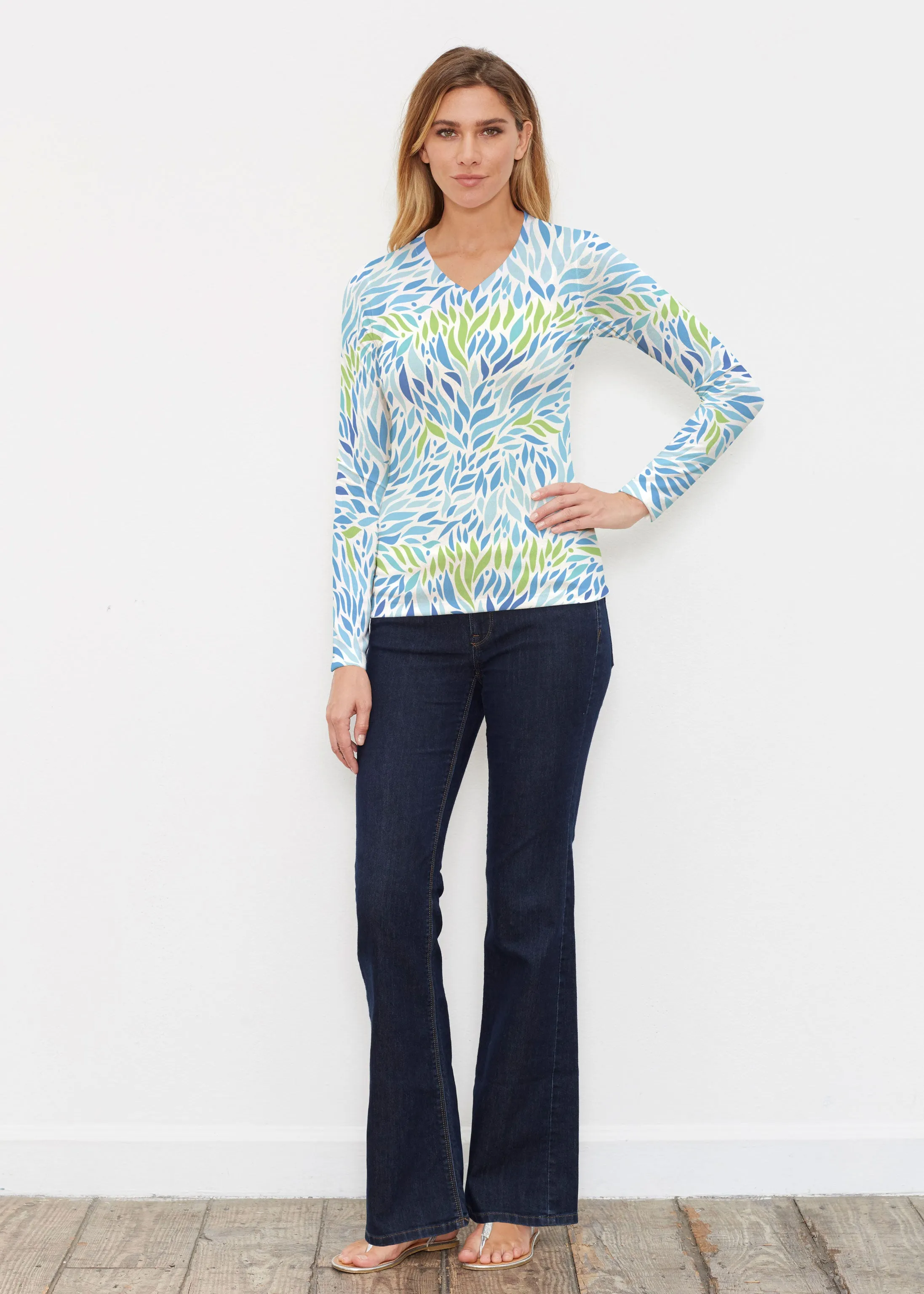 Hotsy Totsy Blue (8143) ~ Butterknit Long Sleeve V-Neck Top