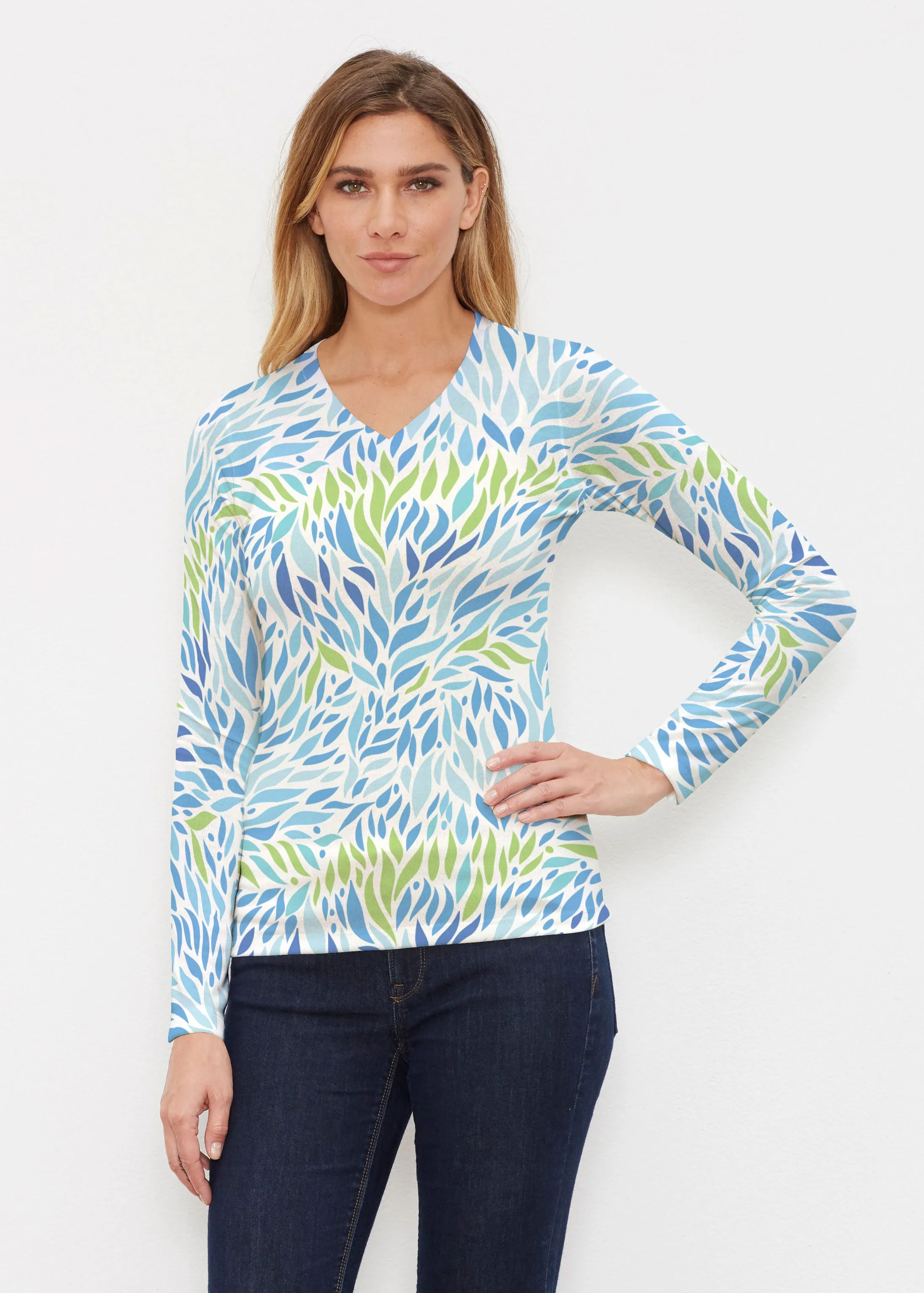Hotsy Totsy Blue (8143) ~ Butterknit Long Sleeve V-Neck Top