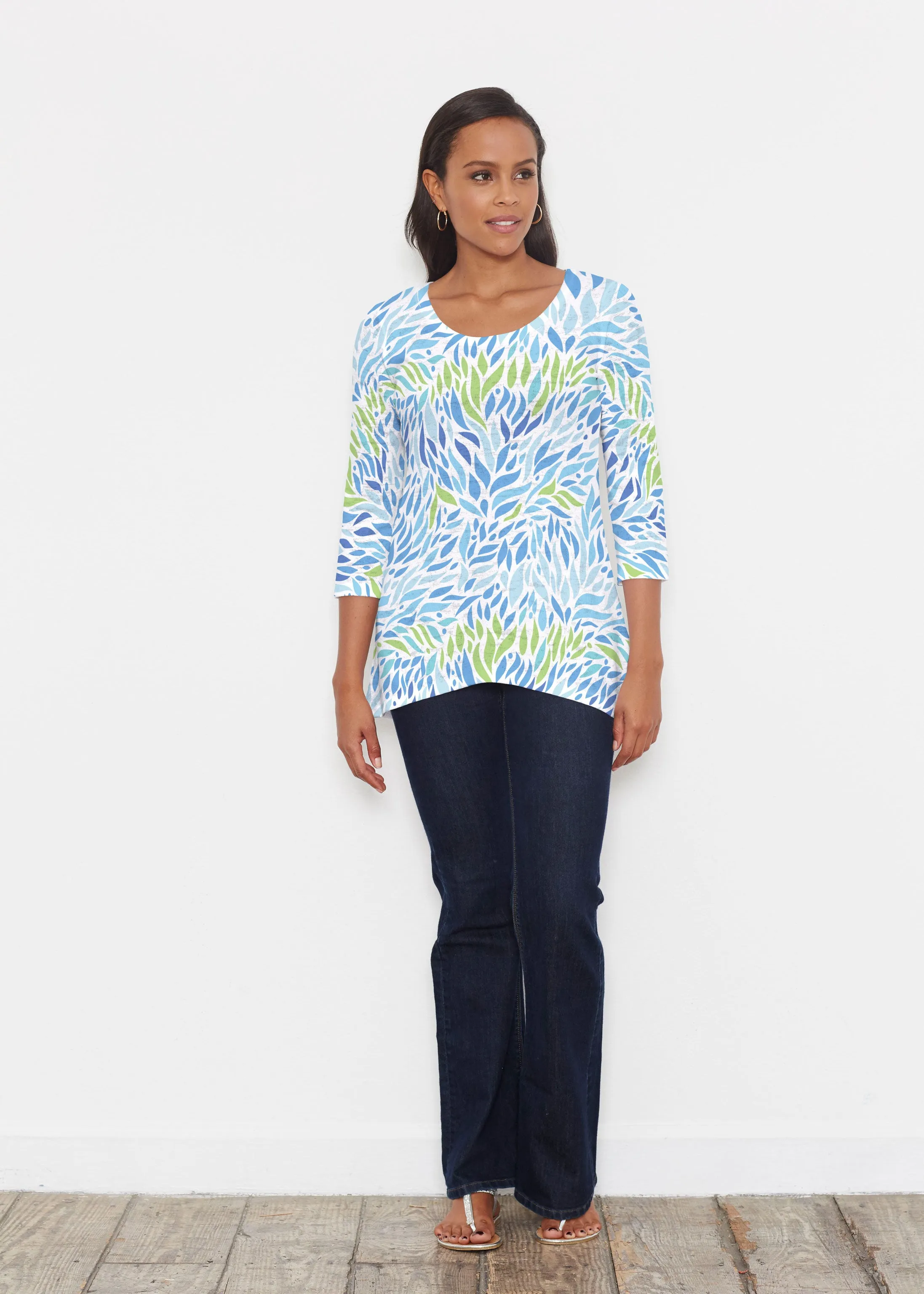 Hotsy Totsy Blue (8143) ~ Katherine Hi-Lo Thermal Tunic