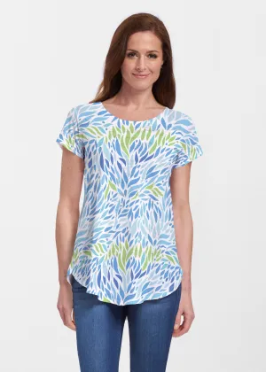 Hotsy Totsy Blue (8143) ~ Short Sleeve Scoop Neck Flowy Tunic