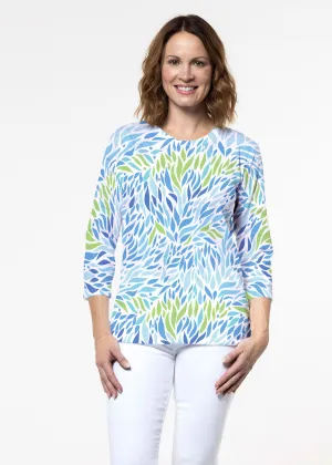 Hotsy Totsy Blue (8143) ~ Signature 3/4 Sleeve Crew Neck Top