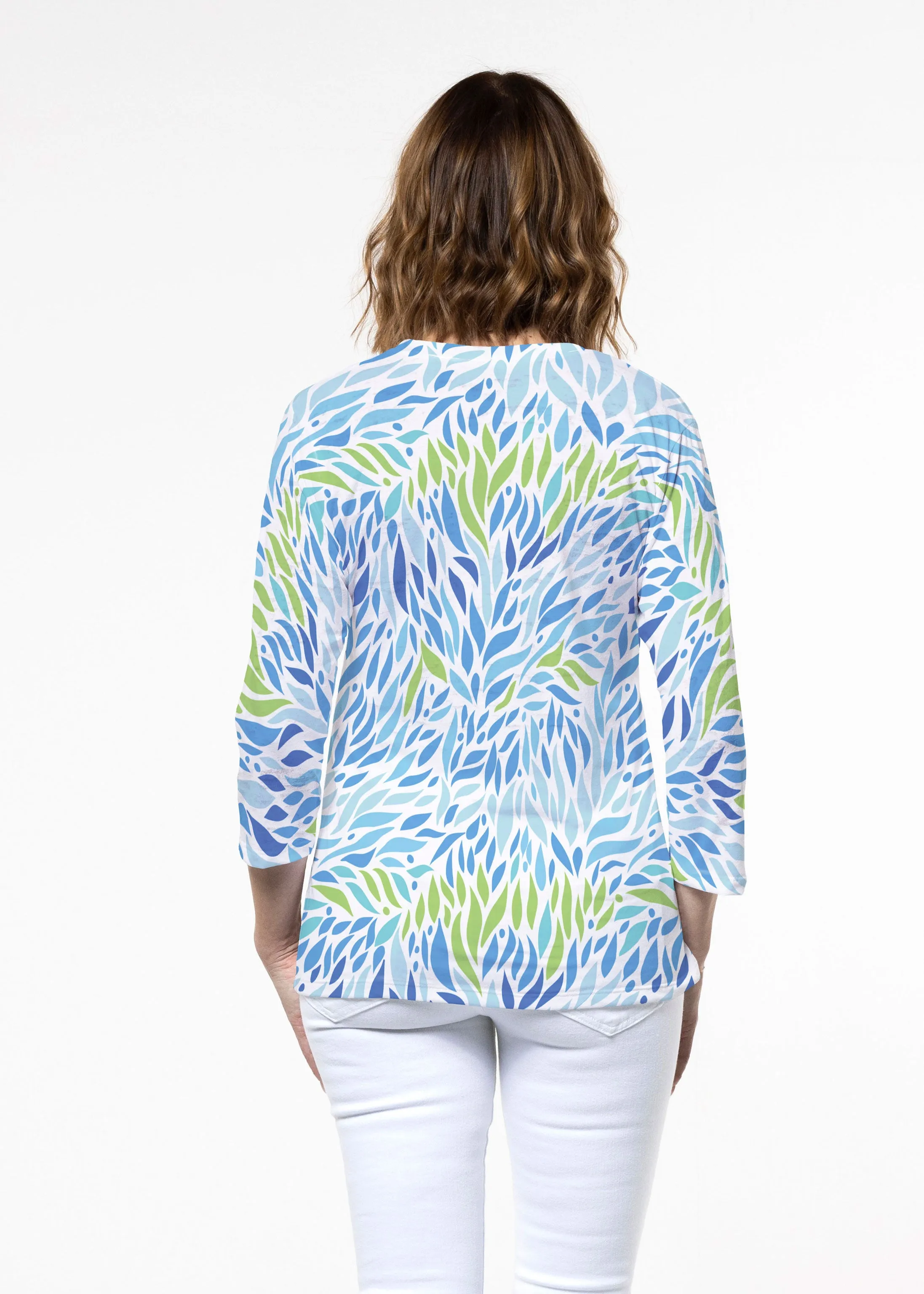 Hotsy Totsy Blue (8143) ~ Signature 3/4 Sleeve Crew Neck Top