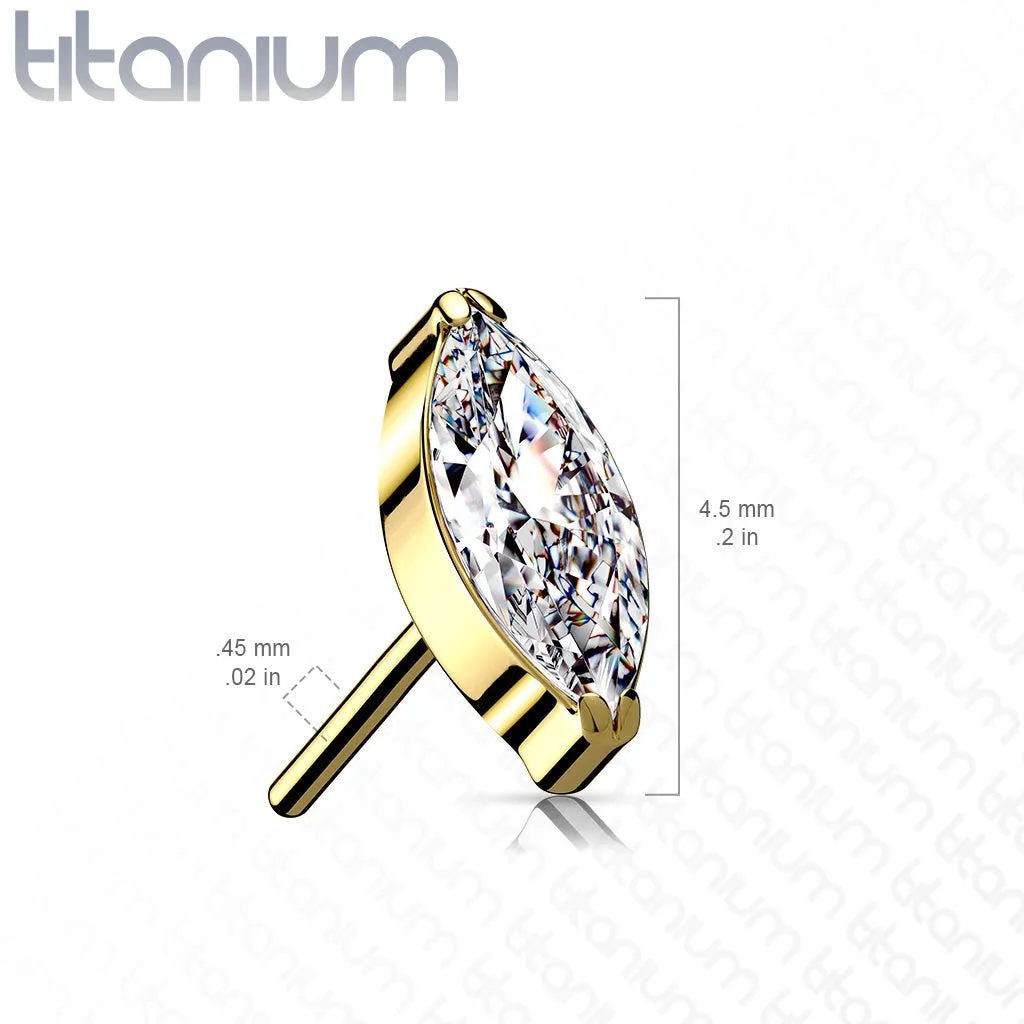 Implant Grade Titanium Black PVD Threadless Push In Labret VM Marquise CZ Stud